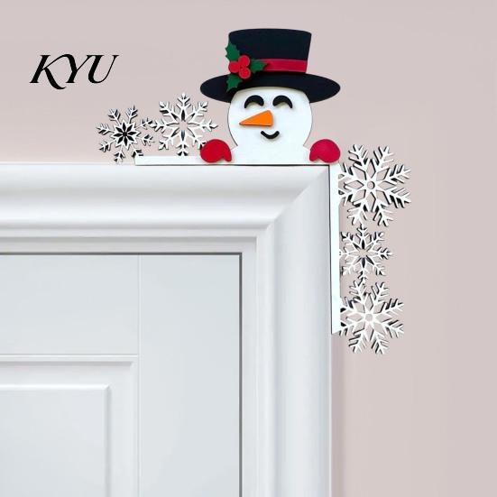 Gingerbread House Decor Christmas Wooden Door Corner Sign, L Shaped Festive Hanging Ornament Indoor Holiday Wall Art for Party, Santa Reindeer