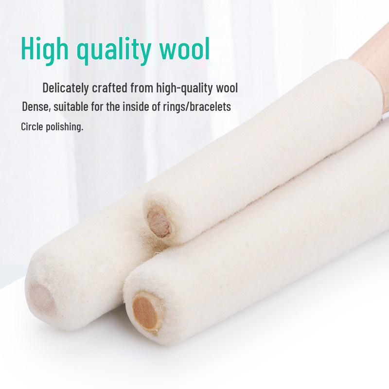 3-Inch Gold & Silver Jewelry Polishing Stick - Flocked, Mirror Surface Wool Stick for Inner Bracelet Polishing