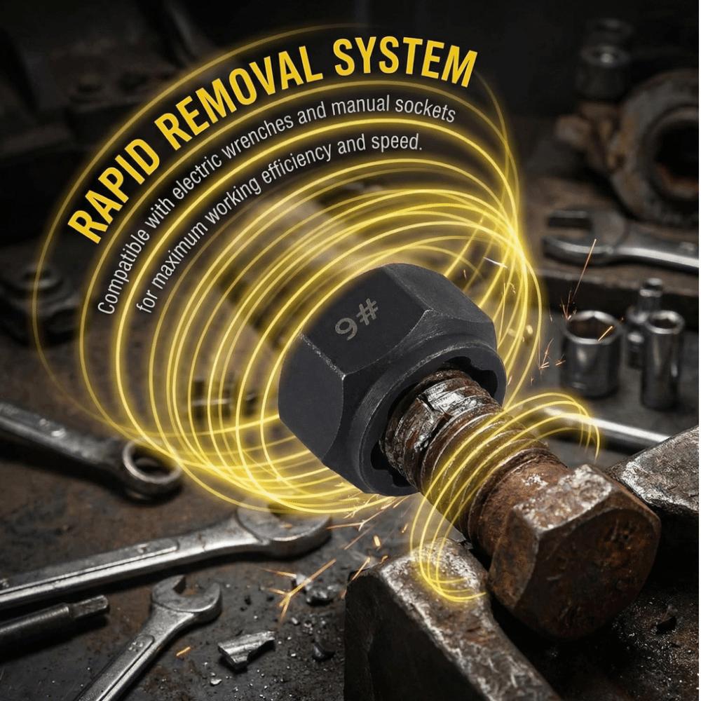 10 PCS Impact Bolt Remover Set 9-19mm Screw Extractor Set Nut Remover Set  Industrial Disassembling