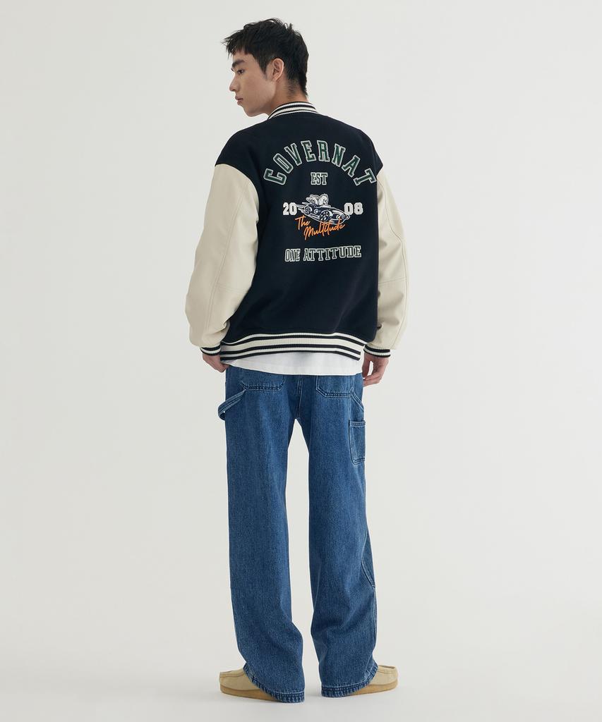 COVERNAT Wide Carpenter Double Knee Denim Pants Blue
