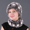 Rex Rabbit Rose Hat and Flower Scarf Set Specializing In the Production of Rex Rabbit Scarf Hat Two-piece Adult Hat