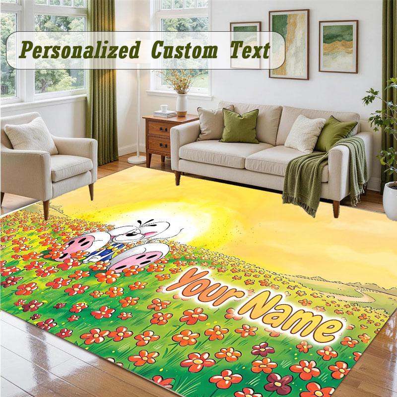 Crystal Velvet Square Rug Custom NameDiddl Pattern Non Slip Home Floor Decor Rug