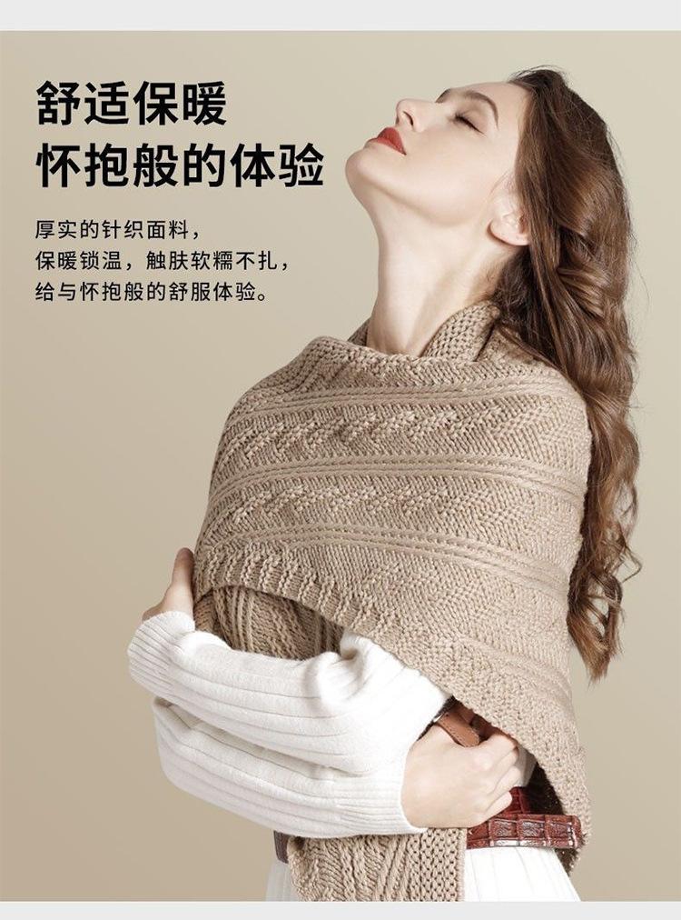 Women S Knitted Triangular Scarf With Buckle Dual Use As Shawl And Neck Warmer