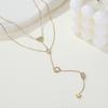 NIMAI 18K Gold PVD Waterproof Stackable Multi-layers CZ Heart Stainless Steel Y Necklace for Women Fashion Jewelry