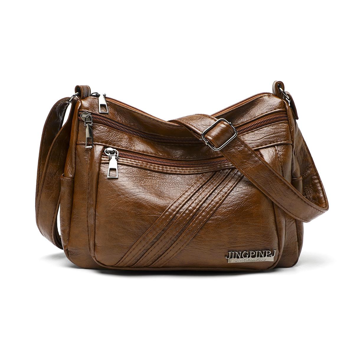 Винтажная сумка через плечо из мягкой кожи, большая вместимость, дорожная, кроссбоди, многокарманная сумка