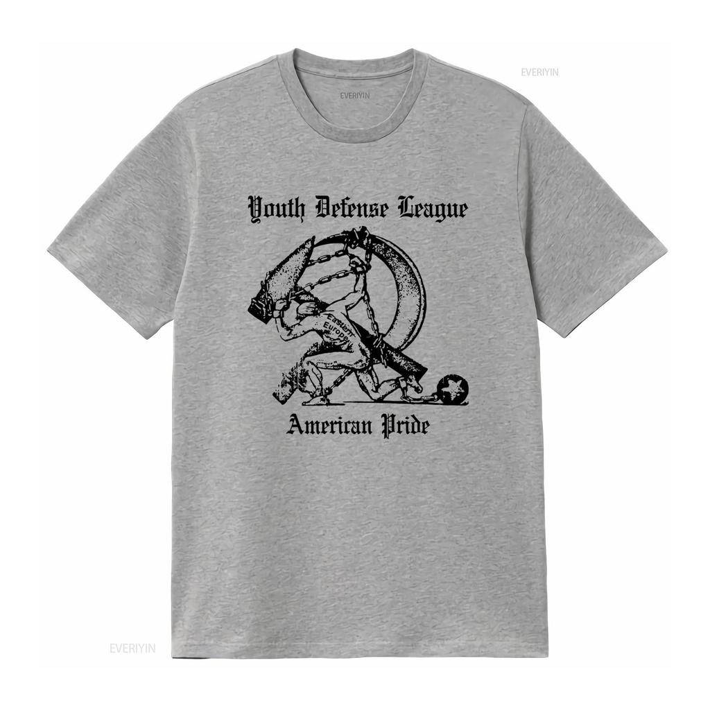 Youth Defense League T Shirt with American Pride Print Stylish and Patriotic Design for Vintage Washed Casual Breathable