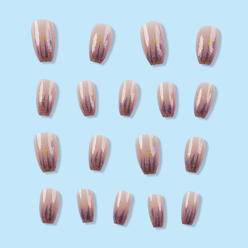 24Pcs Glitter Crush Press-On Nails – Short Square Shape With Mirror Powder Accents Dazzling Fragmented Design