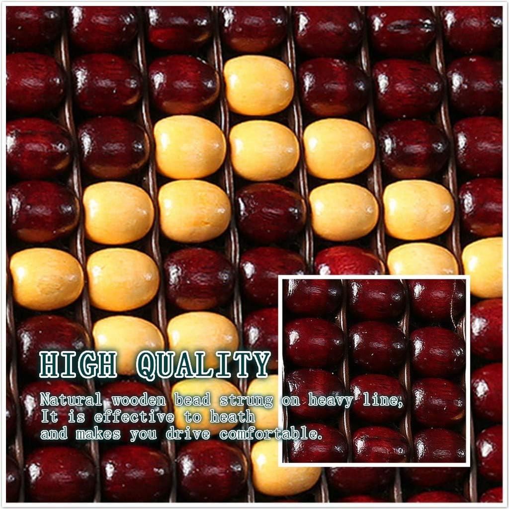 Wood Beaded Comfort Seat Cover with Cooling Ventilated Mesh Lumbar Back Brace Massage Support Cushion for Car Seat Chair