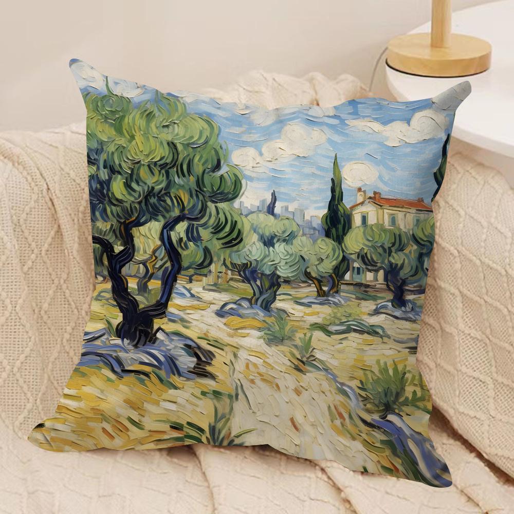 VanGogh oil paintings Cushion Cover Soft Plush Fabric DoubleSided Printed Cushion Covers for All Seasons Modern HomeDecor Gift