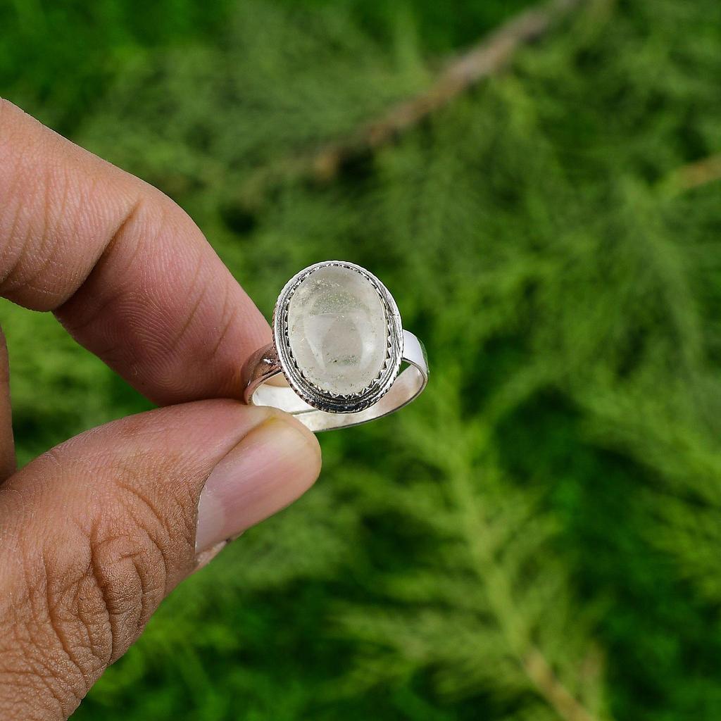 Moonstone Stone Bezel Birthday Statement Boho Ring Jewelry 925 Sterling Silver