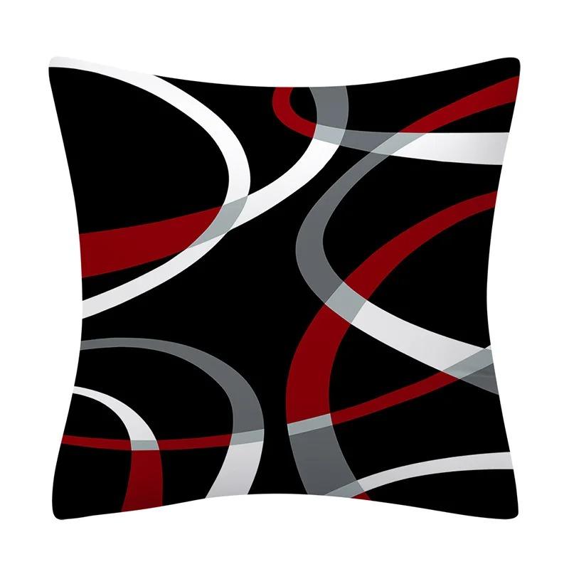 Geometric Red and Black Wave Decorative Pillowcase Car Ornaments Office Living Room Sofa Home Pillowcase