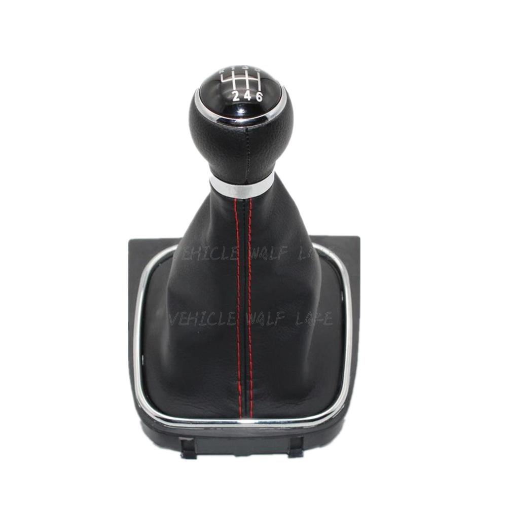 For VW Scirocco 2009 2010 2011 2012 2013 2014 Car-Stying 6 Speed Car Stick Gear Shift Knob With Leather Boot Red Line