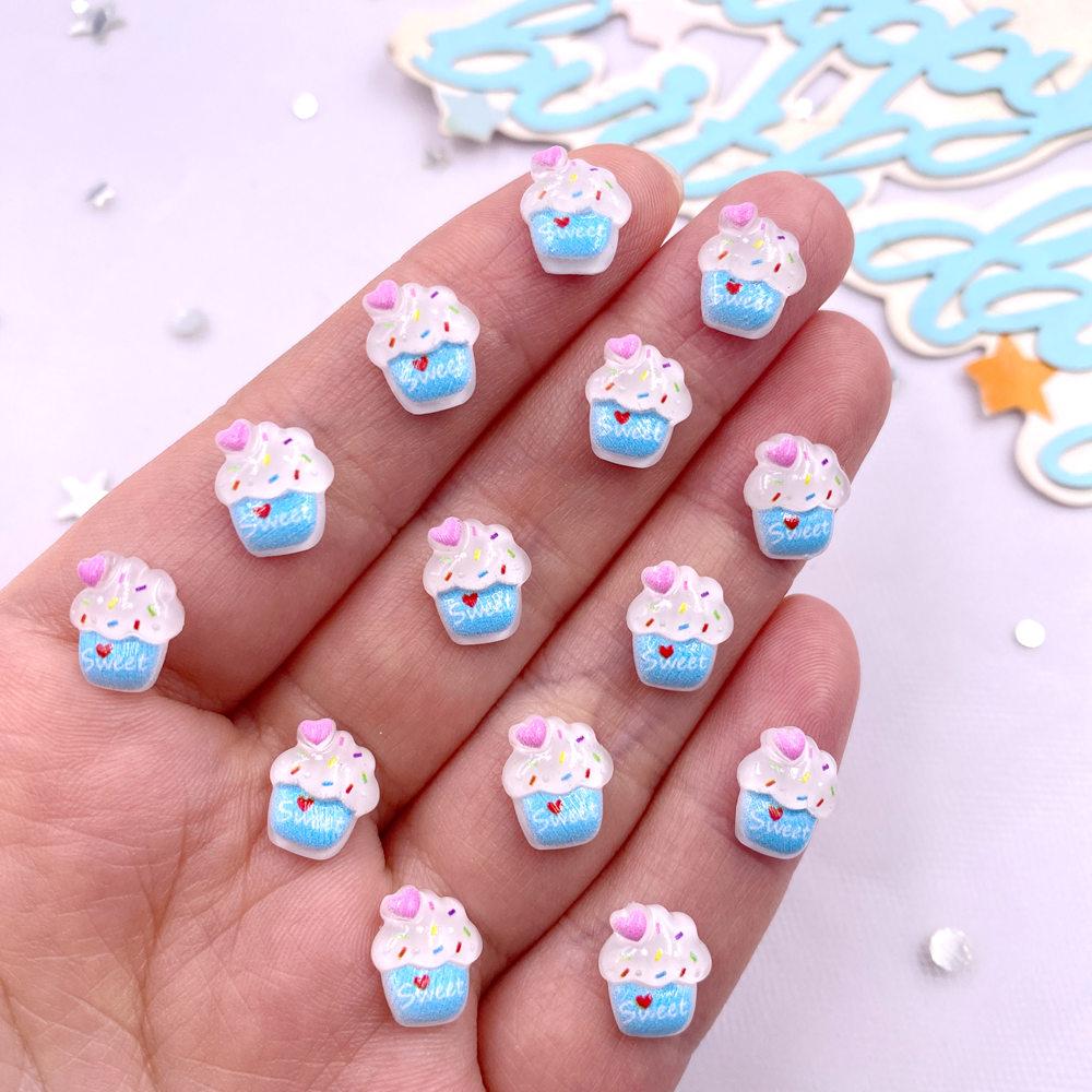 50PCS Resin Mini Colorful Strawberry Sweet Love Ice Cream Ice Cream Flatback Rhinestone DIY Nail Art Scrapbook Craft Accessories