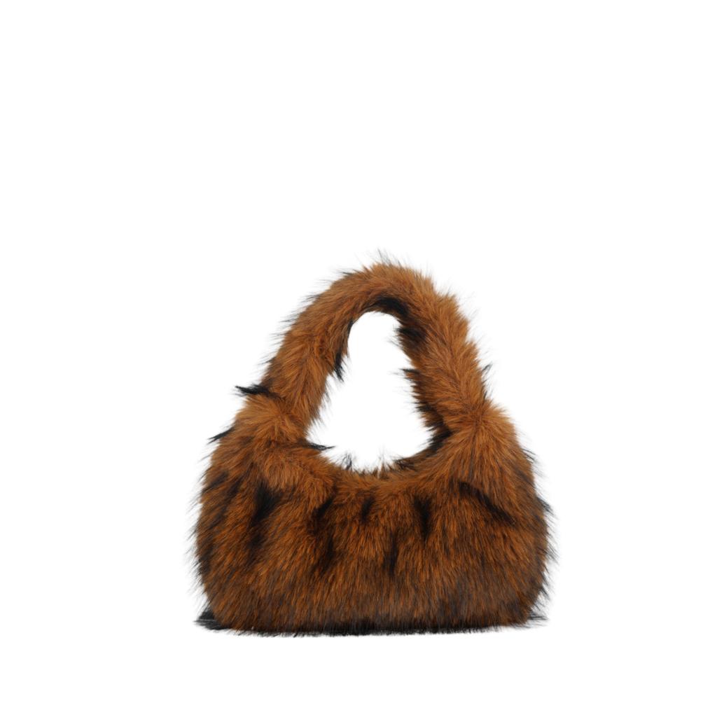 Autumn Winter New Faux Raccoon Fur Fluffy Handbag Women's Fashion Shoulder Bag Clutch Small Square Bag Soft Comfortable Versatile