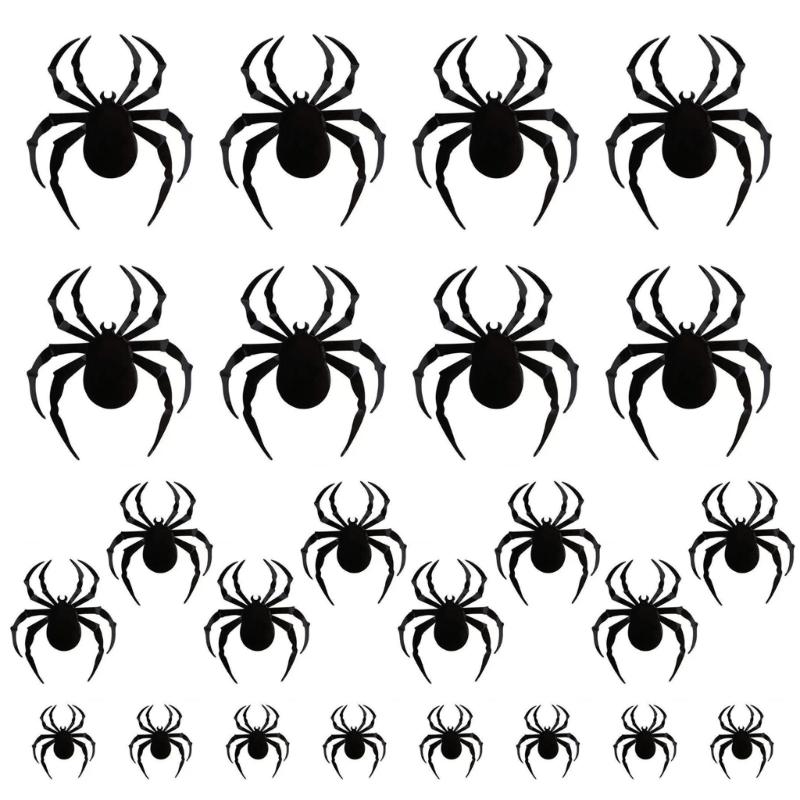24PCS Eerie Bat/Spiders Shape Wall Sticker With LED Light Effect Mysterious Halloween Atmospheres Accessories