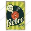 Retro Music Metal Tin Signs - Ideal for Music Party! Features CD, Radio, Guitar. Decor for Bar, Club, Living Room.