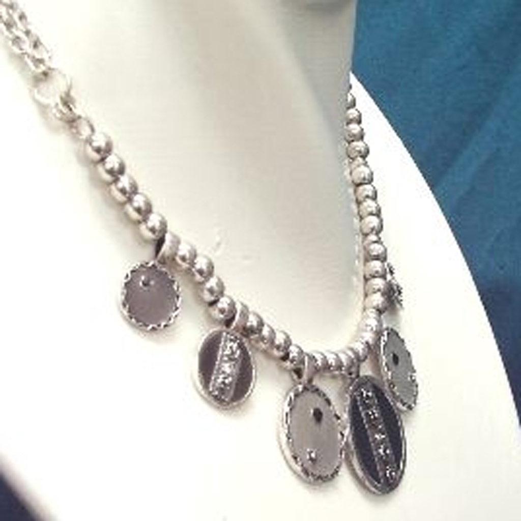 Les Trésors De Lily [C5340] - Colier de designer „Esmeralda” gri-negru