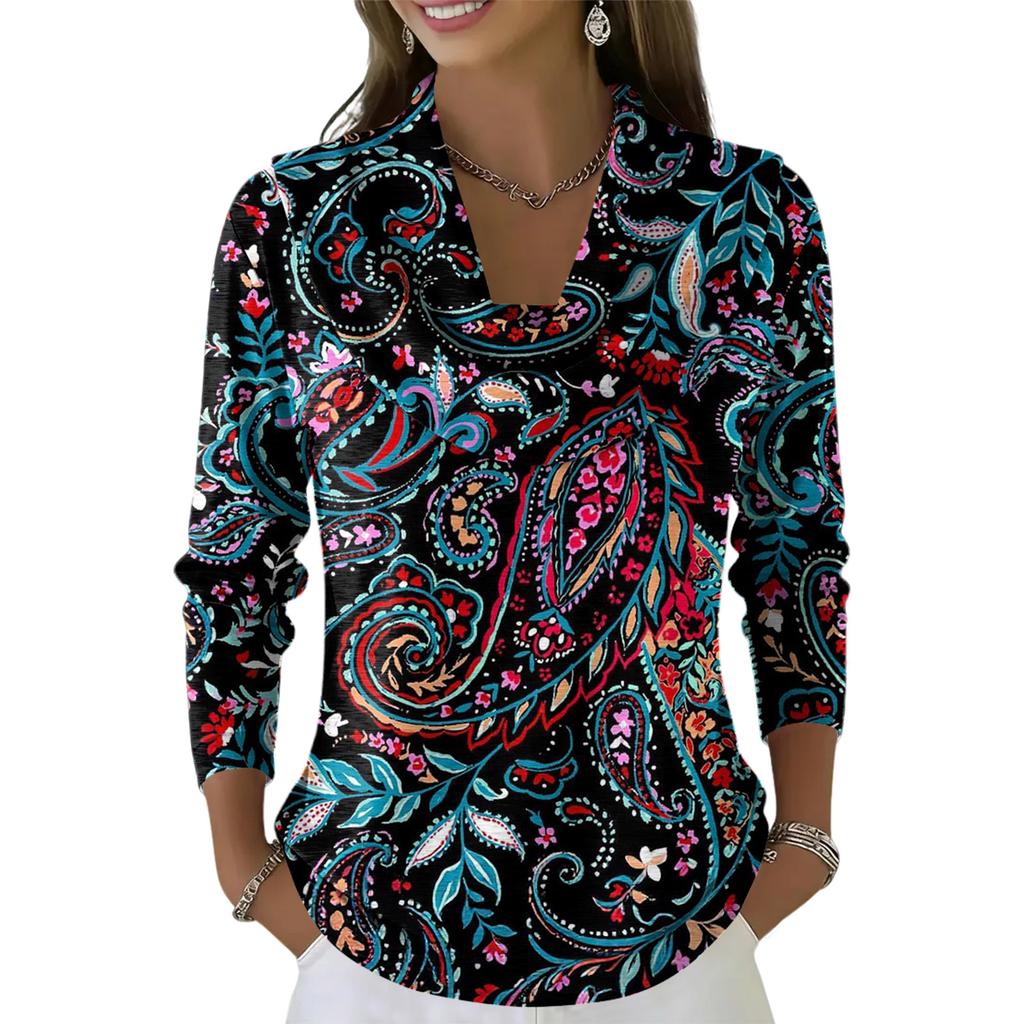 Dámský ležérní a módní svetr s dlouhým rukávem a potiskem, kulatým výstřihem