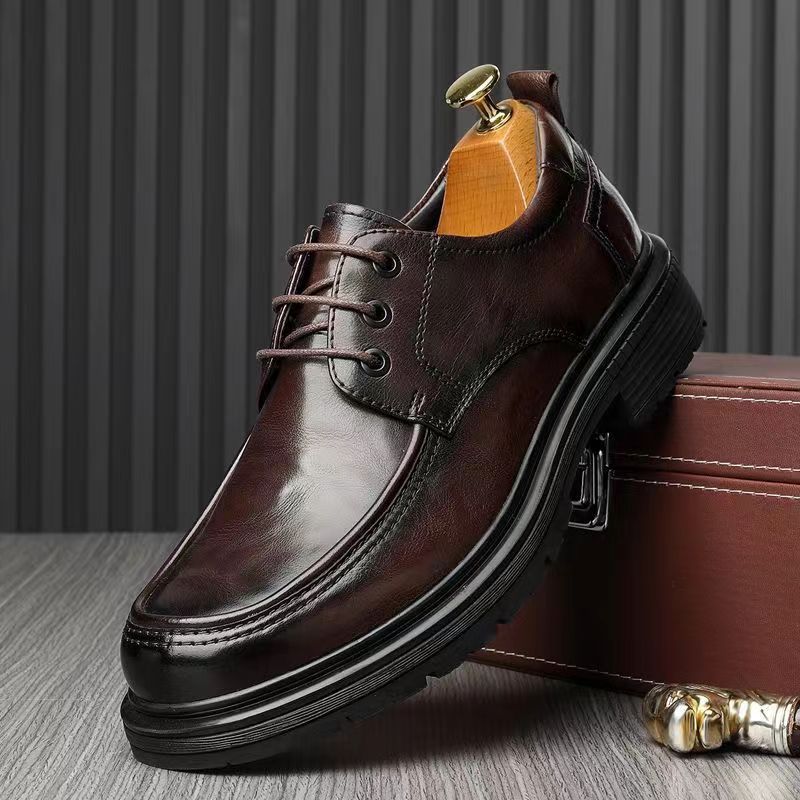 

Осенние новые мужские туфли износостойкие деловые повседневные удобные дышащие на толстой подошве высококлассные формальные мужские кожаные туфли 44