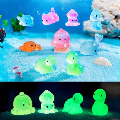 Ornamentos Criativos de Tartaruga Caranguejo Polvo Luminous Animais do Oceano Peixes de Aquário Paisagem Estatueta Decorações para Casa Presentes