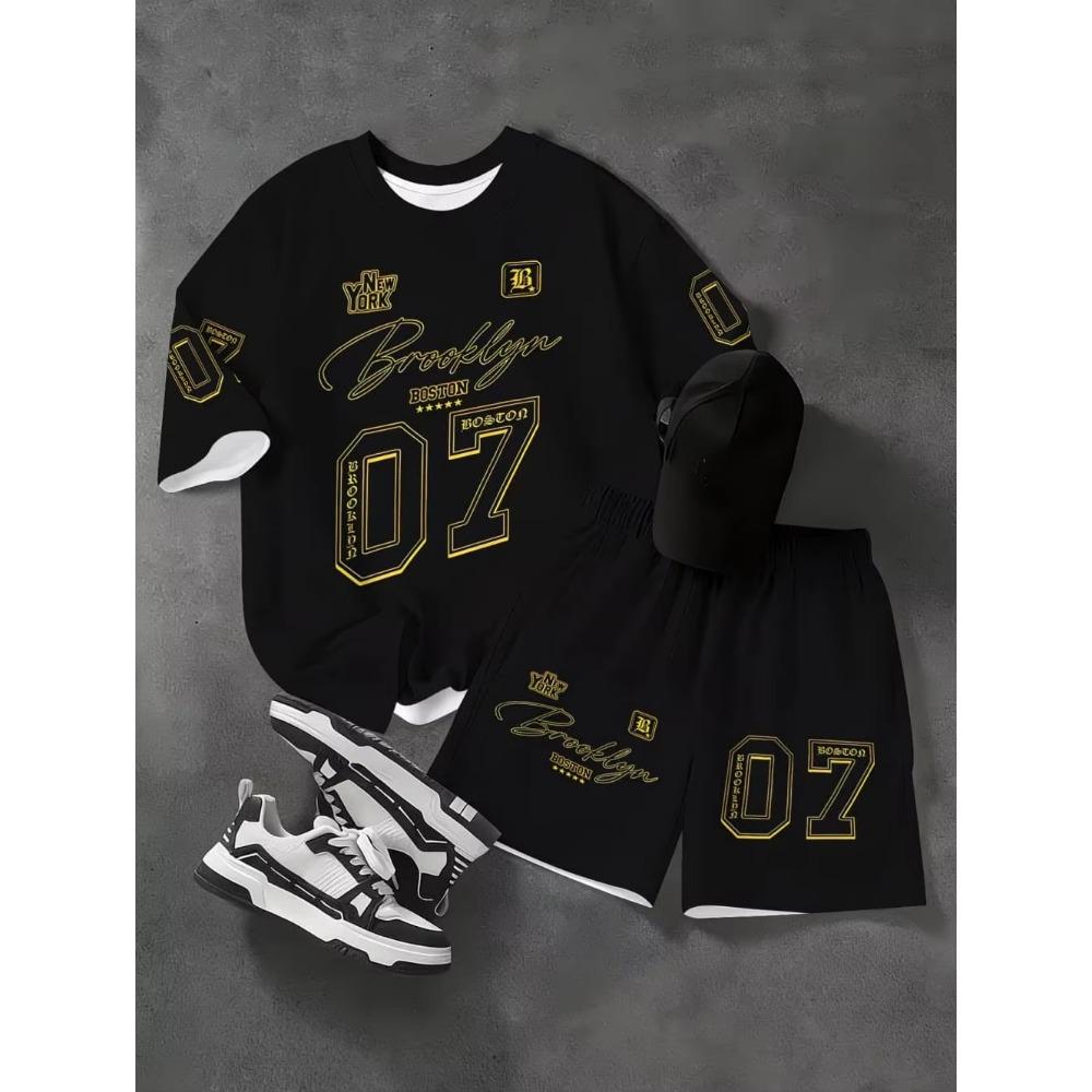 2 Stück Kinderkleidung Jungen Fußball-Outfit Schwarz Gelb Fußballtrikot Shorts Set, Leichte Sportkleidung für das Training