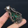 Copper Malachite & Moonstone Gemstone Pure Copper Wire Wrap Handmade Jewelry Pendant