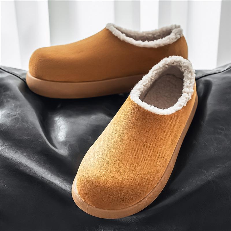 

Winter new thick-soled velvet warm retro height increase lazy non-slip slippers Boken shoes bag head cotton mop 44 верблюд