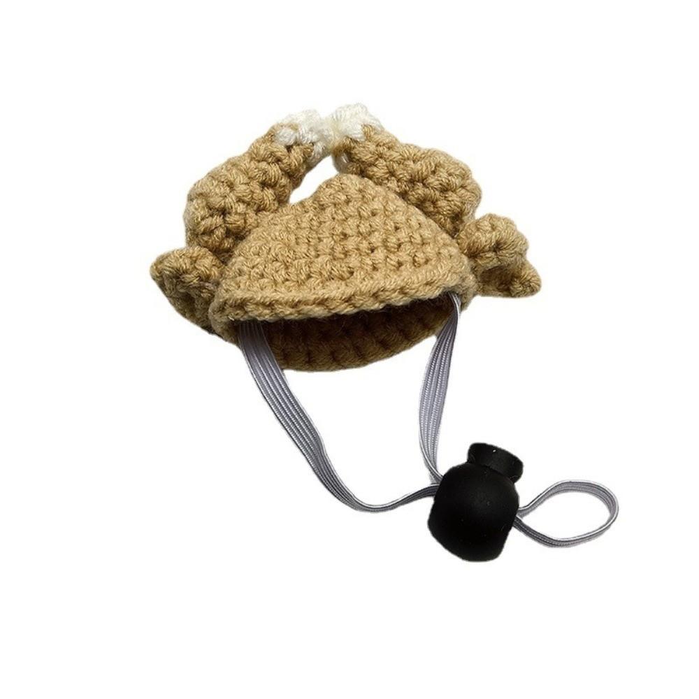 2PCS Funny Rabbit Knit Turkey Hat Mini Cartoon Small Pet Novelty Headwear Woolen Yarn Decorative Hamster Hand-Crocheted Hat