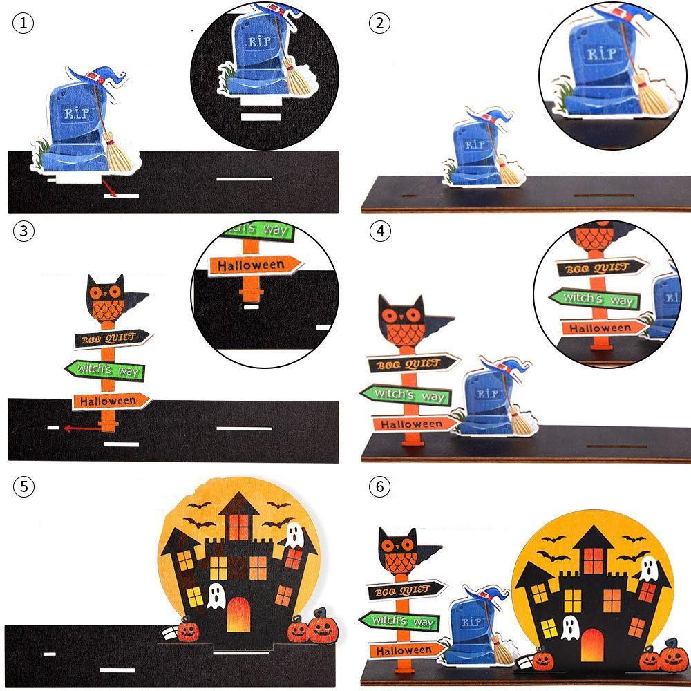 3D Ghost Castle Desktop Ornament Cartoon Halloween Decoration Stand Scene Layout