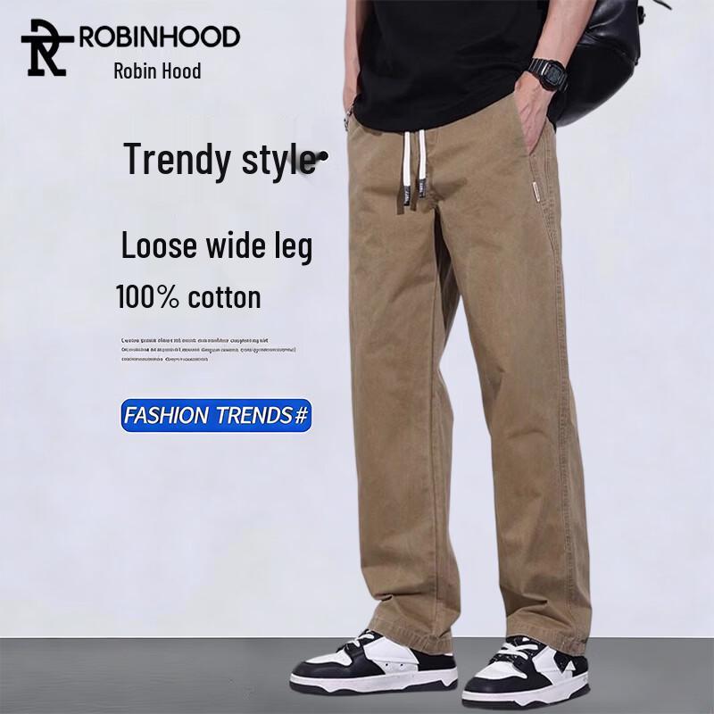 ROBINHOOD Men s Summer Cotton Casual Straight-Leg Pants M