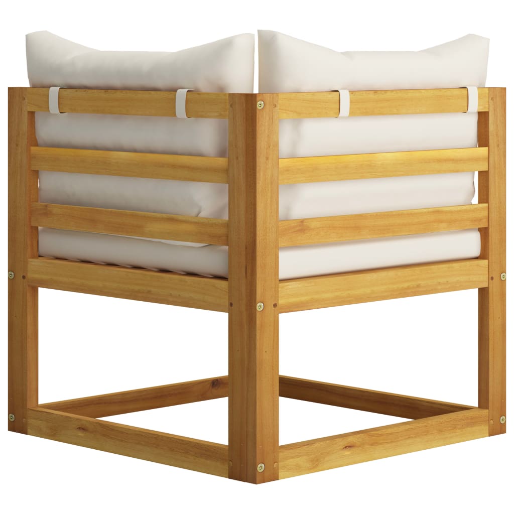 4 Piece Garden Lounge Set with Cream Cushions Solid Acacia Wood