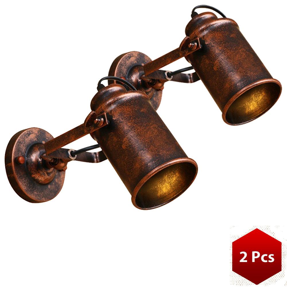 Vintage Nástěnná lampa Průmyslové nástěnné svítidlo Nastavitelné Rust Světlo Retro Loft Country Nástěnný Svícen Bar Kavárna Domácí dekorace 2 kusy