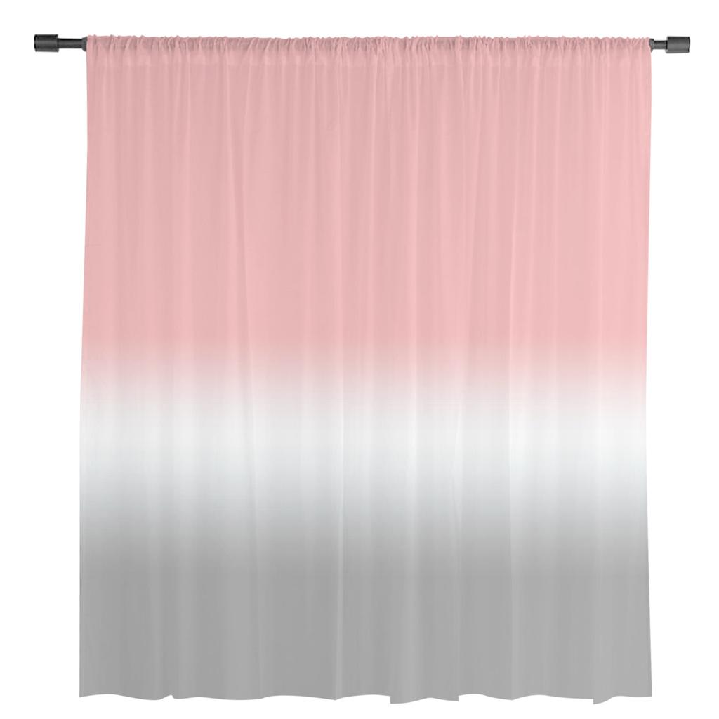 Pink White Grey Gradient Ombre Sheer Curtains for Living Room Decoration Window Curtains Kitchen Tulle Voile Organza Curtains