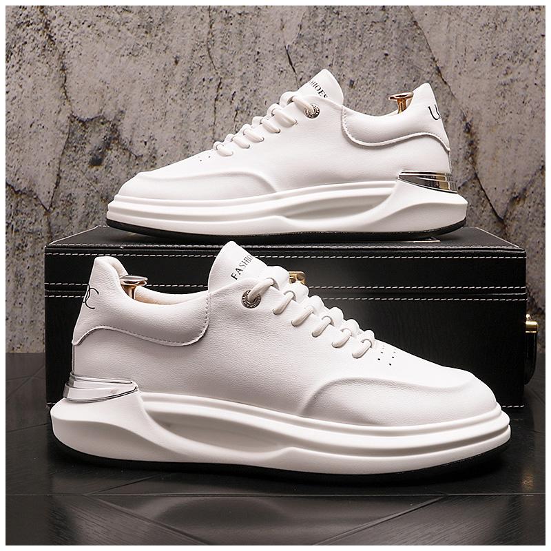

Мужские кроссовки Мода Мужская обувь Тренд Повседневная спортивная обувь для мужчин Комфортные белые вулканизированные лоферы на платформе 38 белый