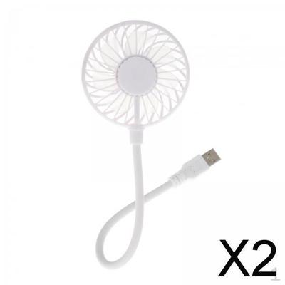 2x Mini Portable USB Fan Desk Bendable Cable 360° Rotation Pocket for Travel Commute
