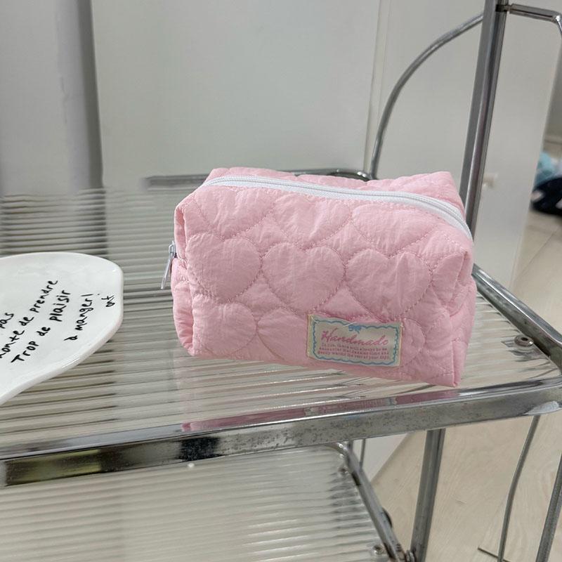 Kawaii Stepp Damen Kosmetiktasche Große Kapazität Reise Kulturtasche Reißverschluss Make-up Aufbewahrungstasche Karierte Münzbörse