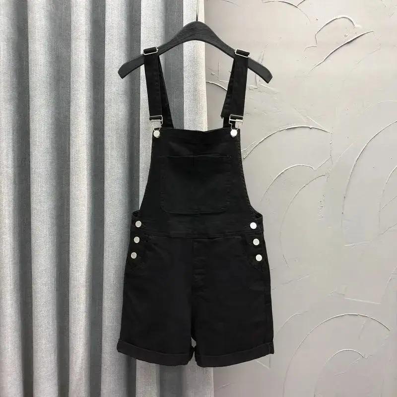 Denim Rompers Women Summer Baggy Solid Wide Leg Harajuku Students Stylish Korean Style Pure Colors Sweet Playsuit