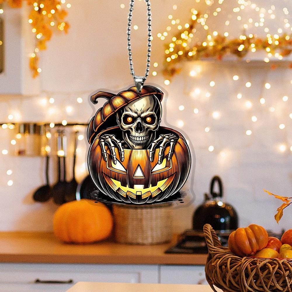 Themed Skull Halloween Pumpkin Pattern Acrylic Pendant For Decoration Holiday