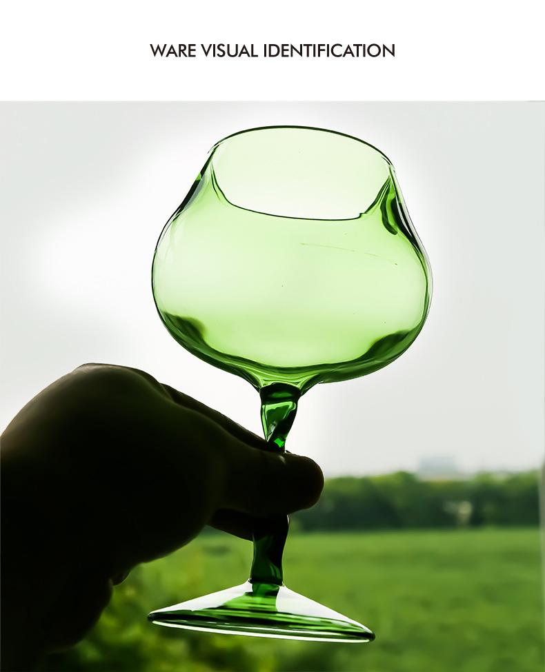 Green Vintage Crystal Glass Wine Goblet Creative Home Use Wine Glasses Cocktail Glasses Green Spiral Cup Stem Barware