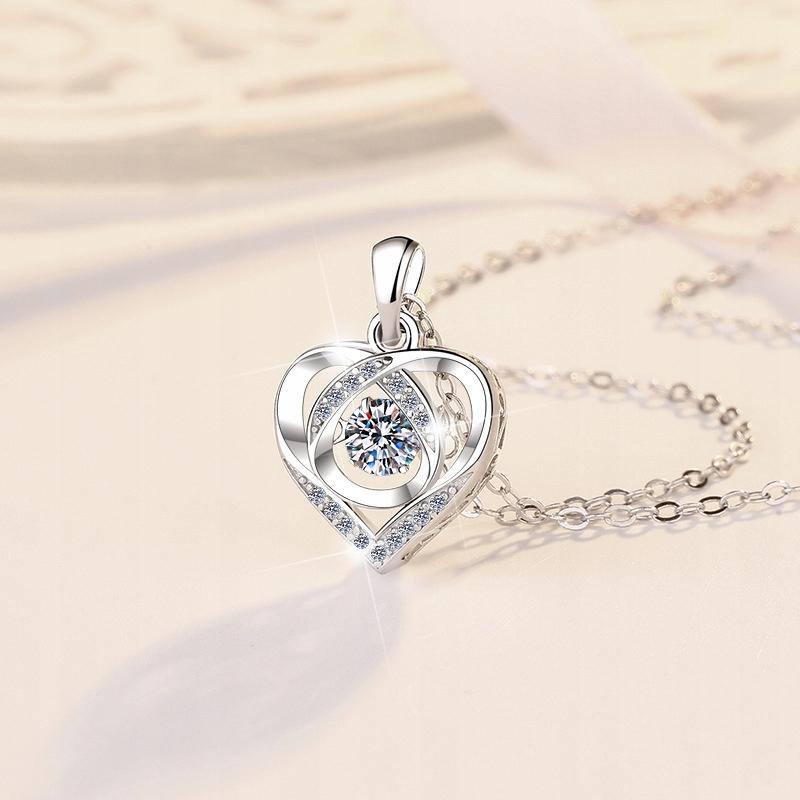 Silver Necklace Heart Pendant Women' Gift for Woman + Bracelet