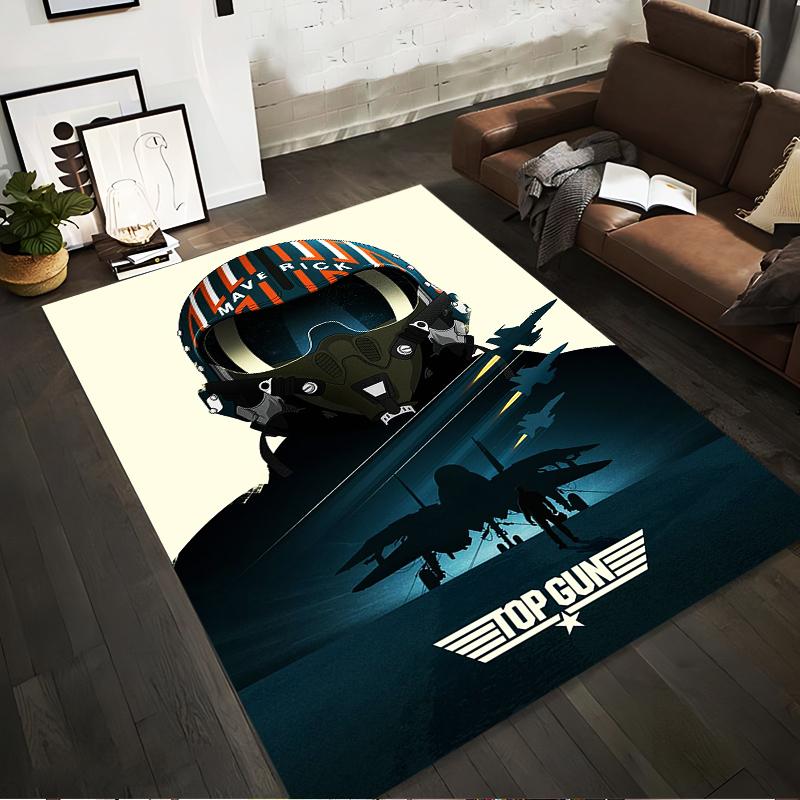 

Top Gun Movie Inspired Carpet with Pilot Helmet and Fighter Jets Suitable for use as an anti-slip for living room bedroom sofas 40x60cm( 15x23in )