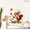 Cute Squirrel Mouse Chef Wall Sticker Self-Adhesive Waterproof Removable for Kitchen Living Room Background Wall Home Decor Art