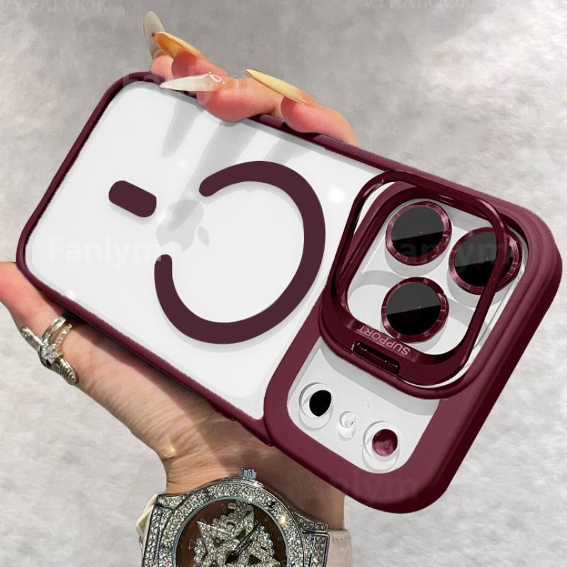 Lens Protection Phone Case For iPhone 17 16 15 14 13 12 11 Pro Max Plus Air For Magsafe Holder Transparent Magnetic Matte Cover