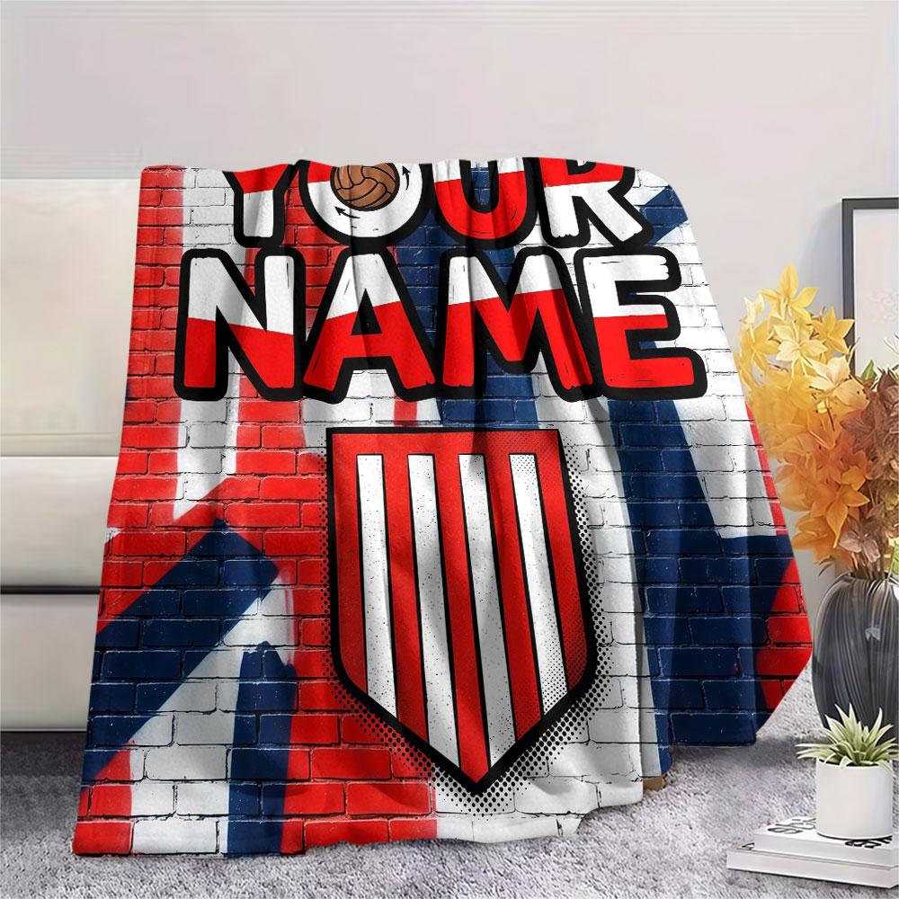 Custom Name,Atlético Madrid Printed Flannel Blanket, soft throw for bedroom sofa, washable, Christmas present, great gift.