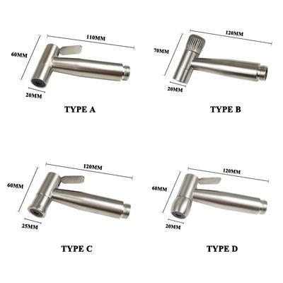 Brushed Stainless Steel Bidet Shattaf Douche Spray Hygienic Muslim Toilet Handheld Spray Nozzle Shower Bidet with Valve Holder