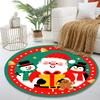 Santa, Snowman, and Penguin Festive Scene Print round rug, living room, bedroom, playroom carpet, non slip floor mat, gift