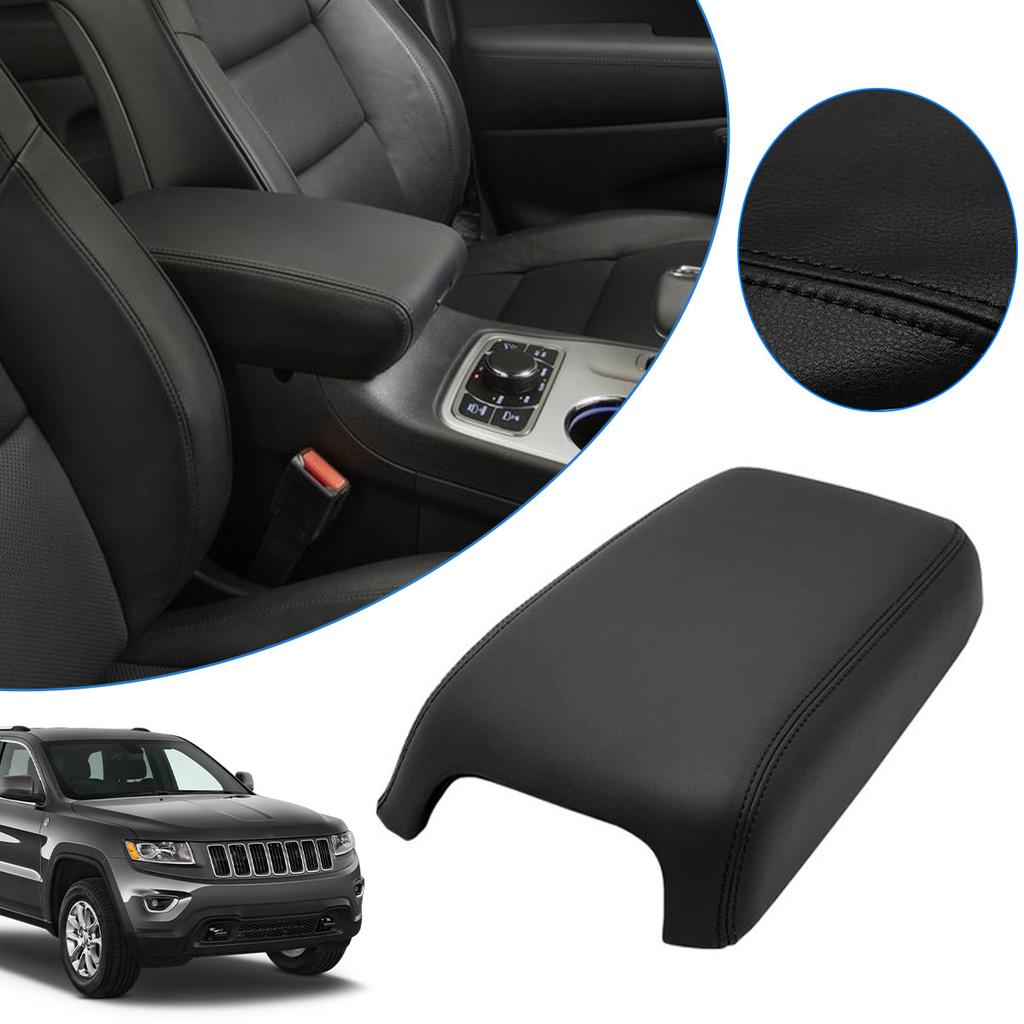 Car Center Armrest Box Cover Pad Microfiber Leather Waterproof Protection Black For Jeep Grand Cherokee Dodge Durango 2011-2020