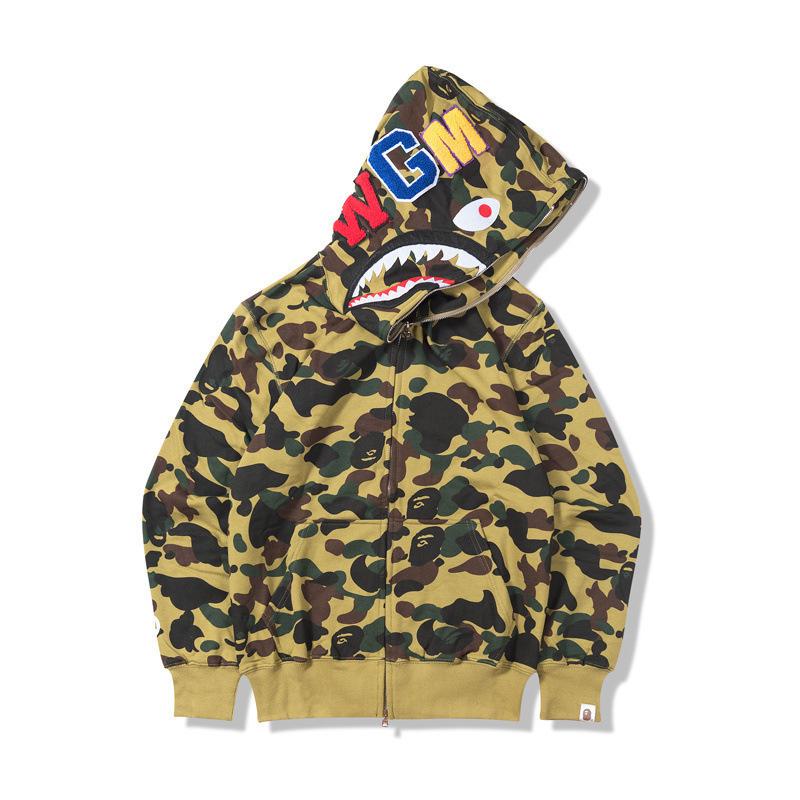 Autumn Men's and Women's Japanese Shark Head Camouflage Hoodie Cardigan
