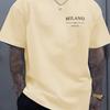 Men's Summer 100% Pure Cotton Fashionable Sports Casual Loose MILANO ITALIA Pattern Printed Round Neck Short Sleeved T-shirt Top