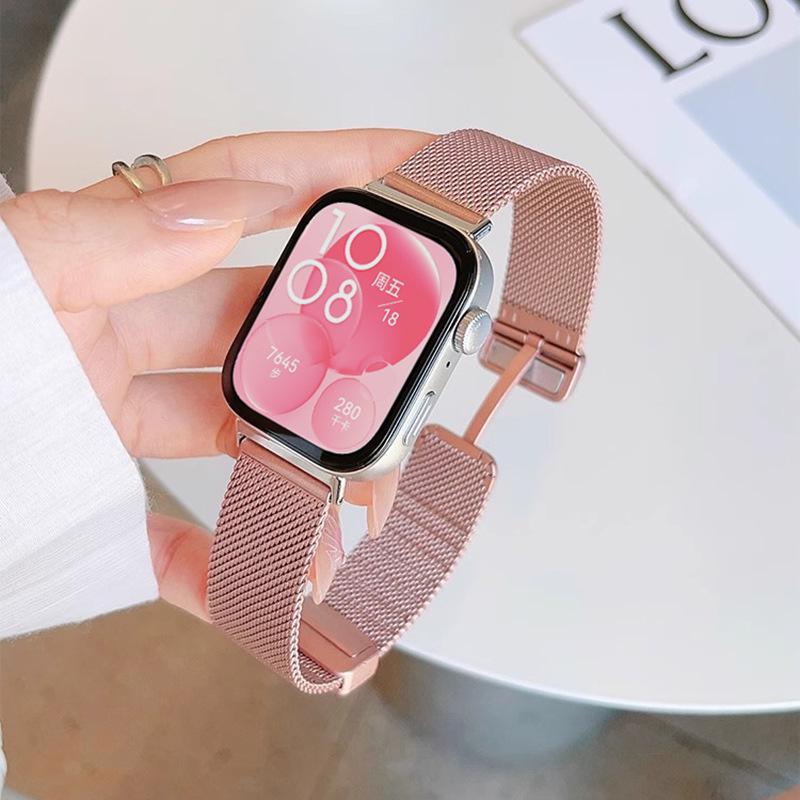 

Ремешок для часов из миланской нержавеющей стали с магнитной застежкой Huawei Fit4, замена для Fit3/Fit4 Pro. Huawei Fit4/4pro розовый